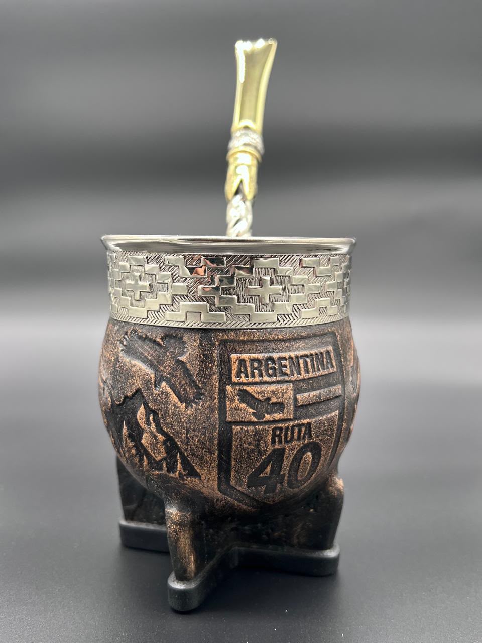 Mate Imperial El Andino Ruta 40 Patagonia Virola Cincelada