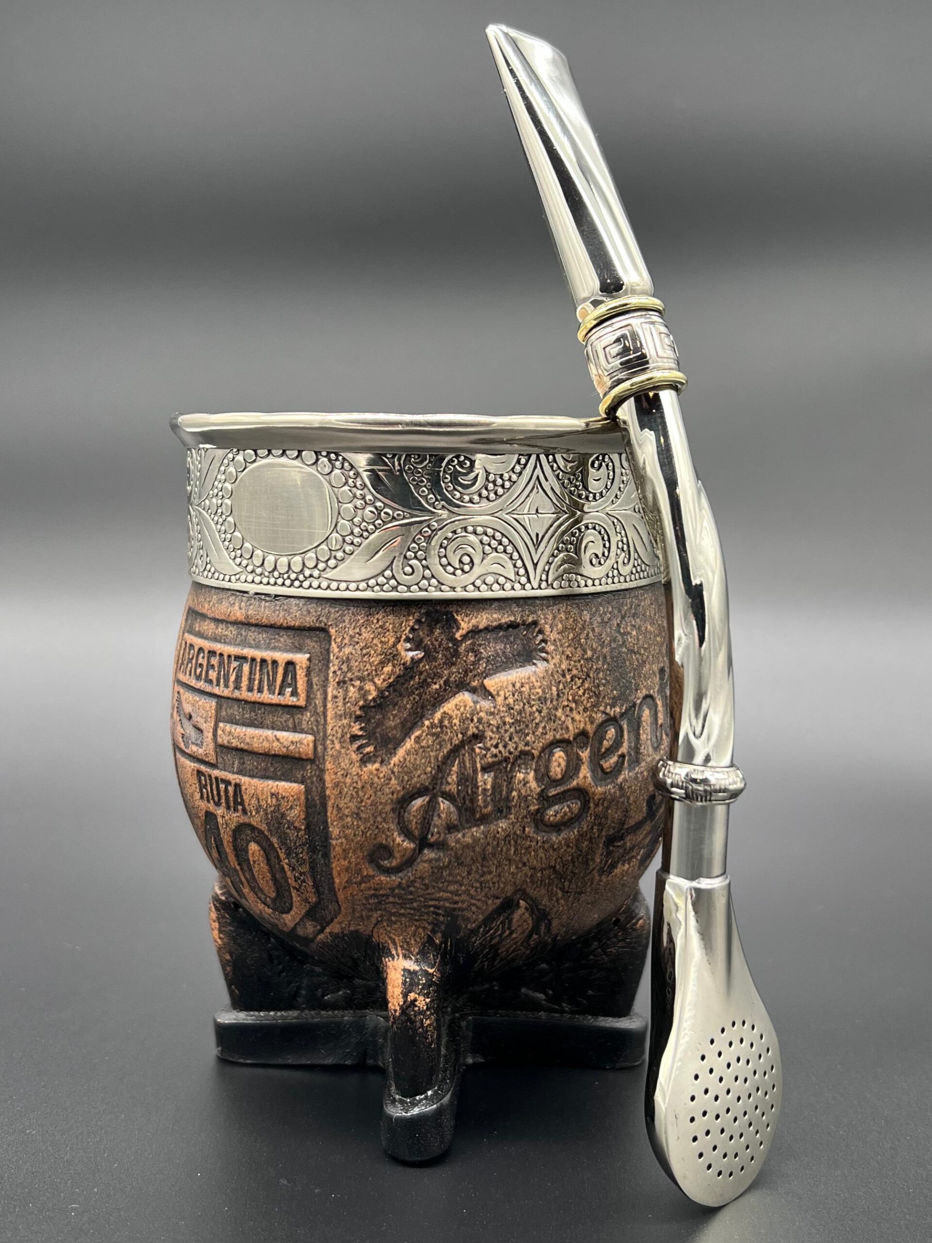 Mate Imperial El Viaje Ruta 40 Argentina Virola Cincelada