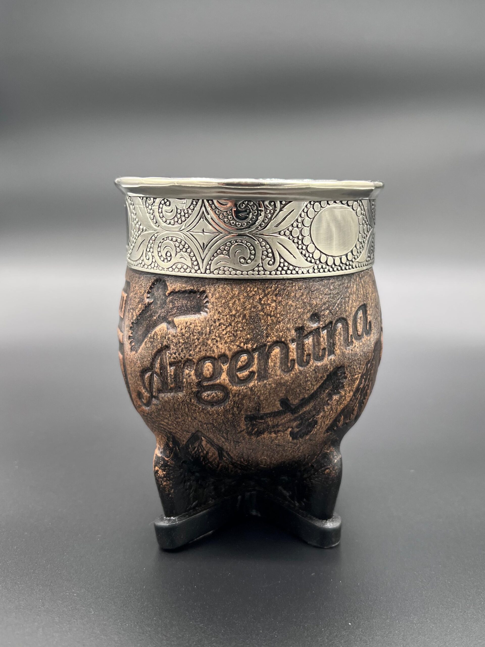 Mate Imperial El Viaje Ruta 40 Argentina Virola Cincelada - Imagen 3