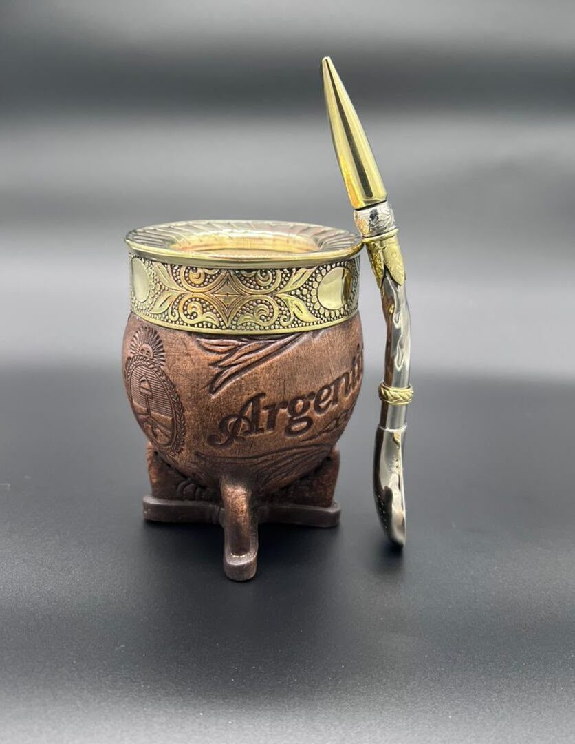 Mate Imperial Independencia Y Libertad Argentina Escudo Virola Cincelada Bronce