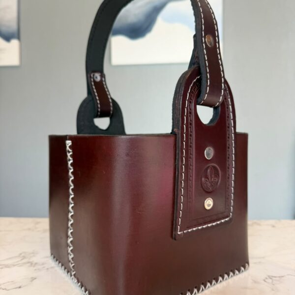 Canasta Matera 100% Cuero Premium Marron Oscura