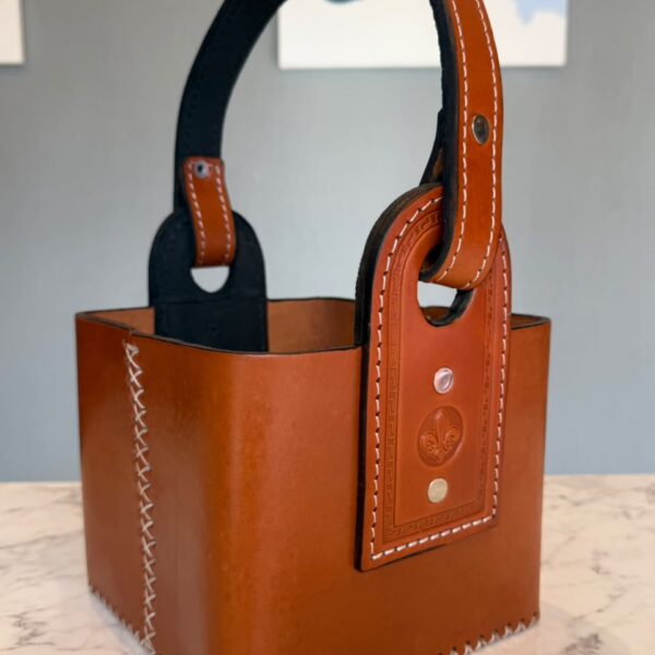 Canasta Matera 100% Cuero Premium Marron Claro