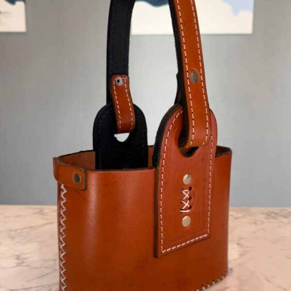 Canasta Matera 100% Cuero Premium Marron Claro