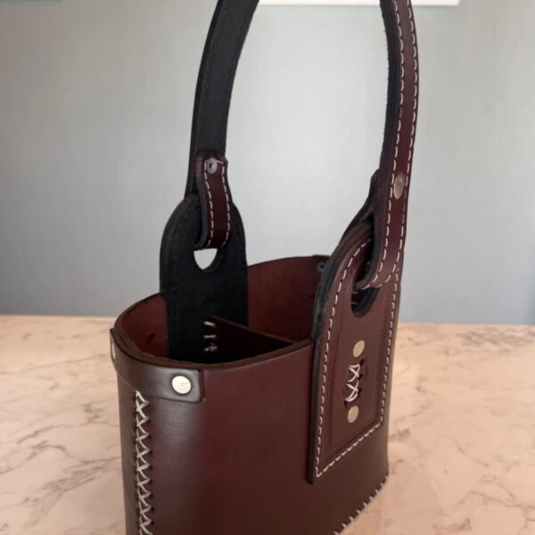 Canasta Matera 100% Cuero Premium Marron Oscura