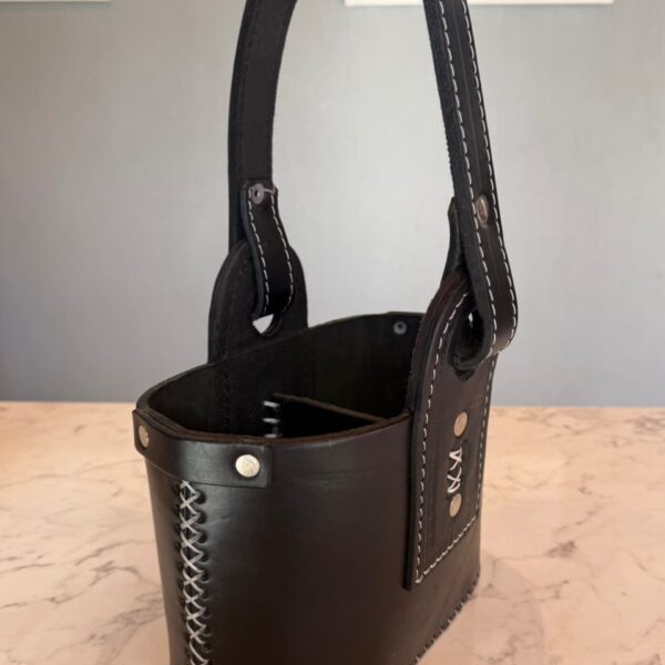Canasta Matera 100% Cuero Premium Negra