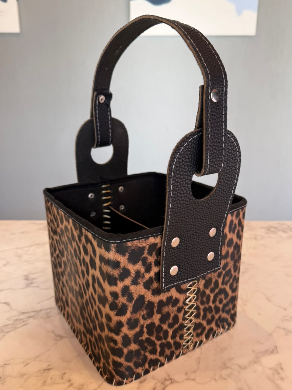 Canasta Matera Cuerina Full Animal Print