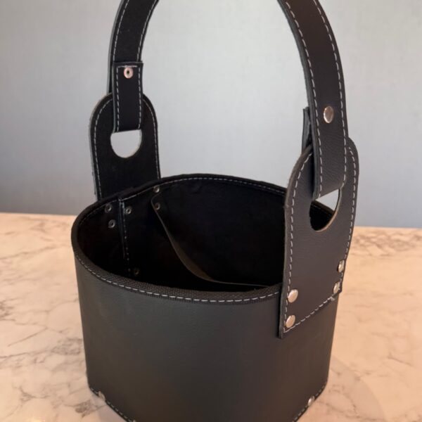 Canasta Matera Cuerina Negra