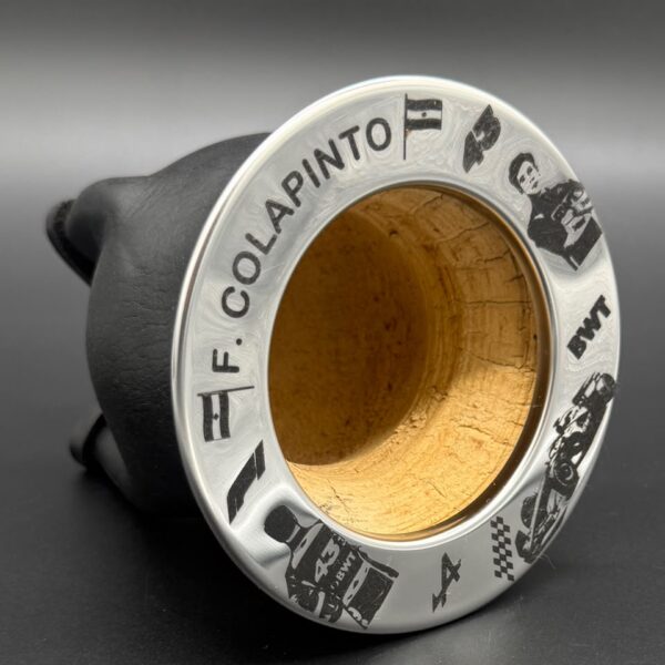 Mate Camionero Premium Cuero Negro Virola Inoxidable Personalizada Colapinto