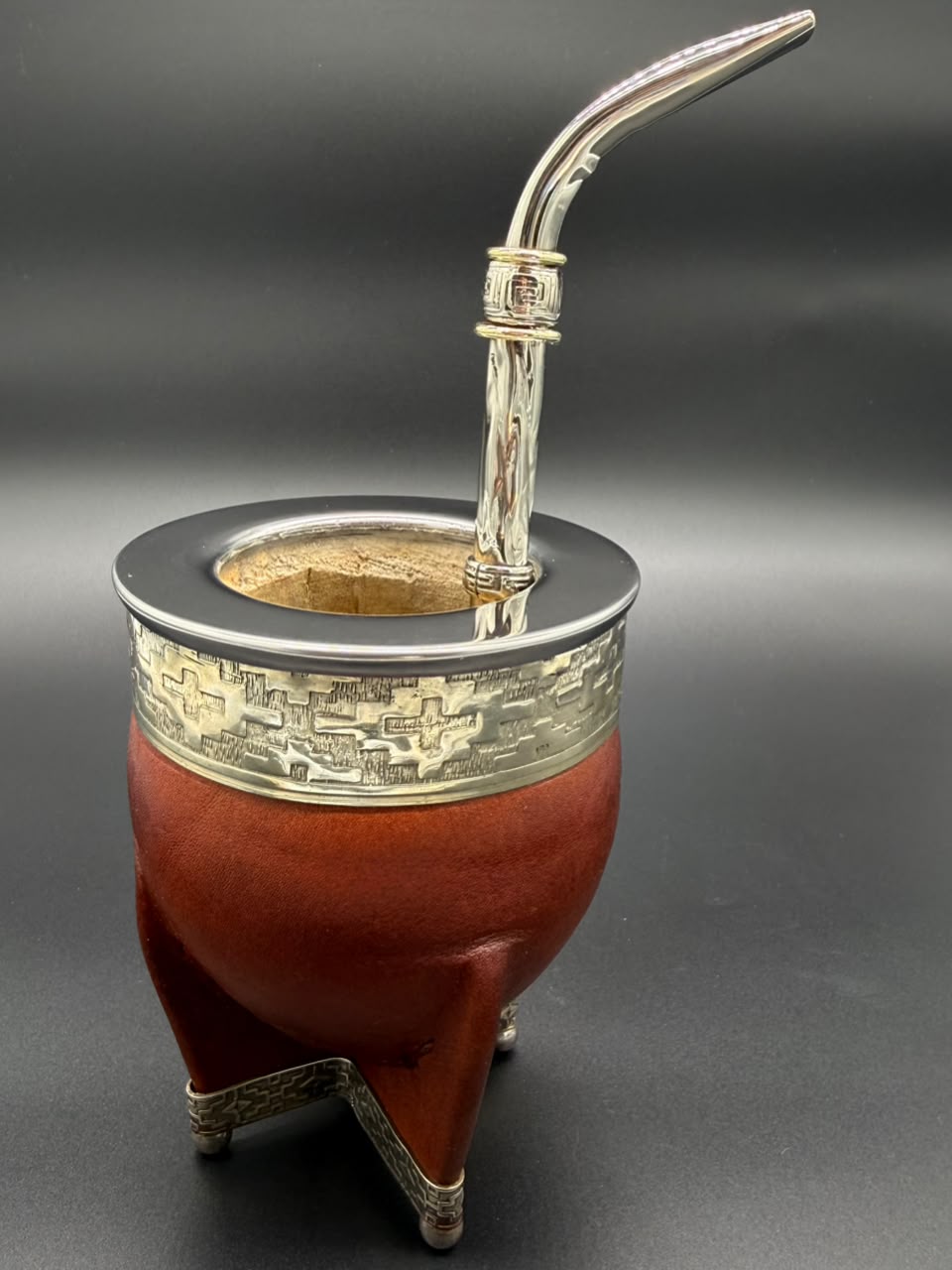 Mate Imperial Virola Lisa Marrón con Base Bolitas - Imagen 3
