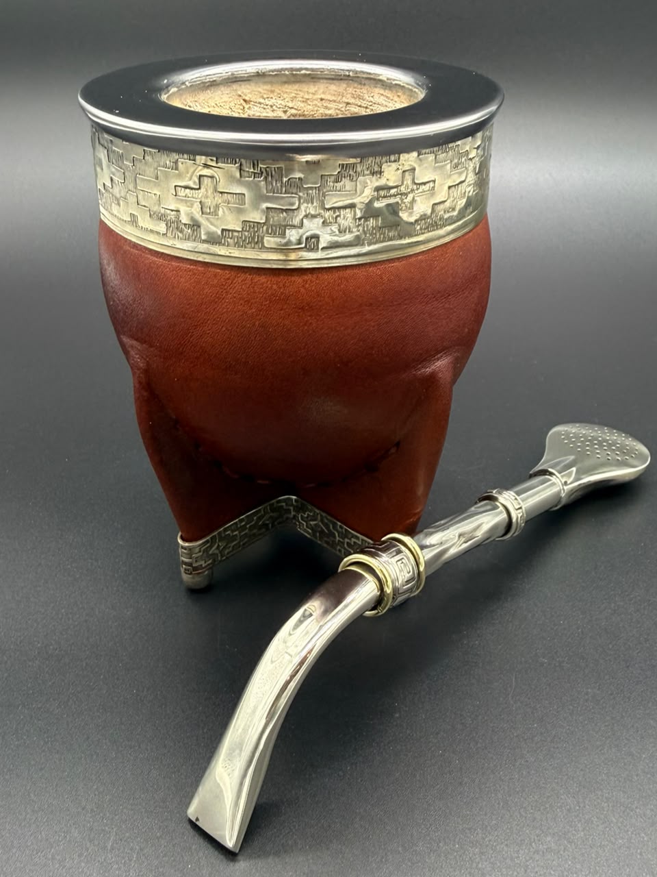 Mate Imperial Virola Lisa Marrón con Base Bolitas - Imagen 4