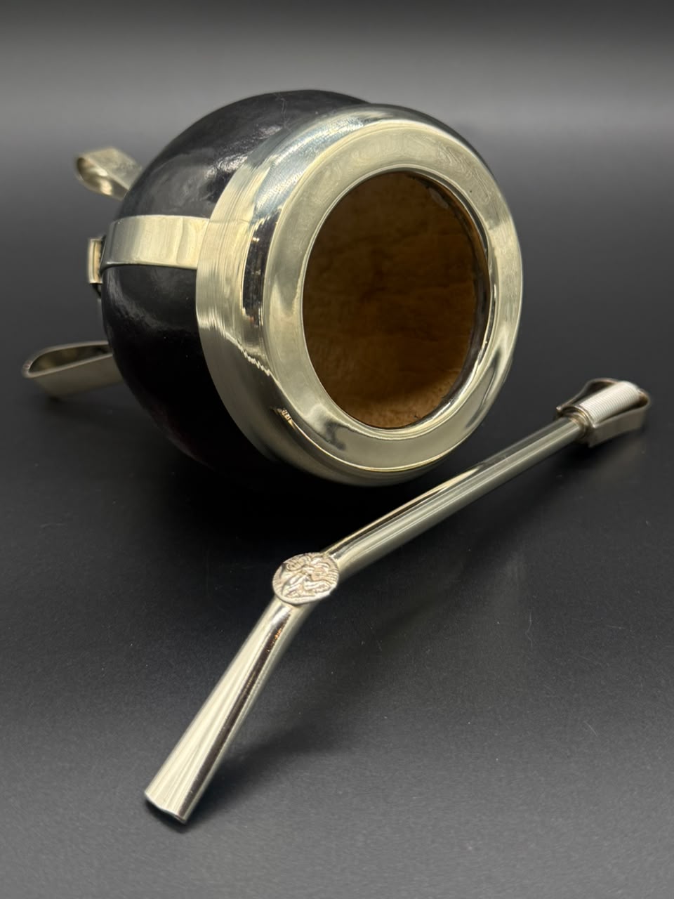 Mate Tradicional Porito Premium Negro con Pie - Imagen 3