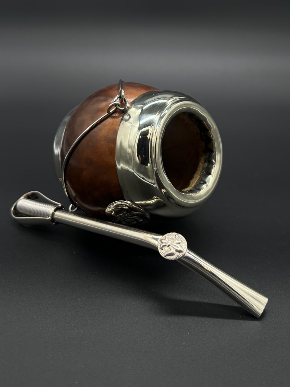 Mate Tradicional Porito Premium Marrón Base de Alpaca - Imagen 3