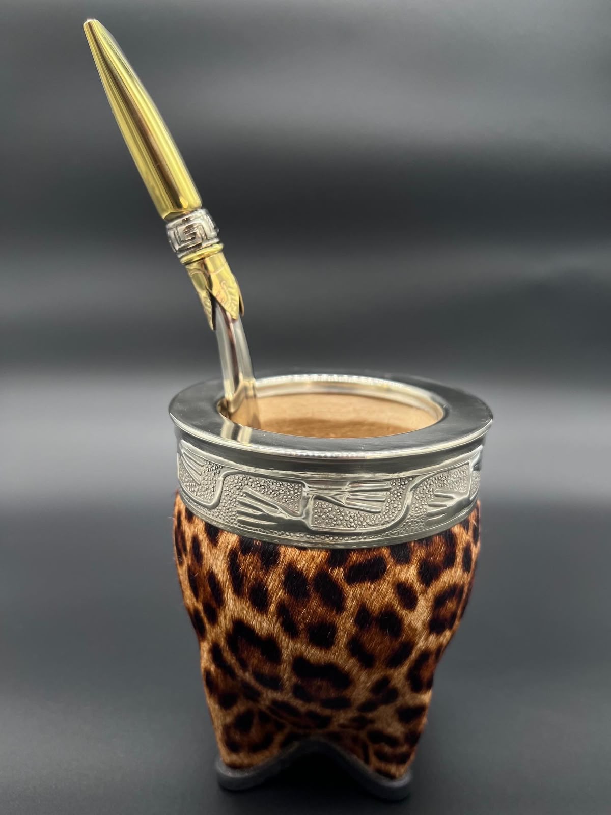 Mate Imperial Cuero Animal Print con pelos Virola Lisa - Imagen 3