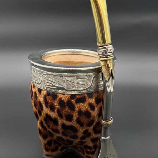 Mate Imperial Cuero Animal Print con pelos Virola Lisa