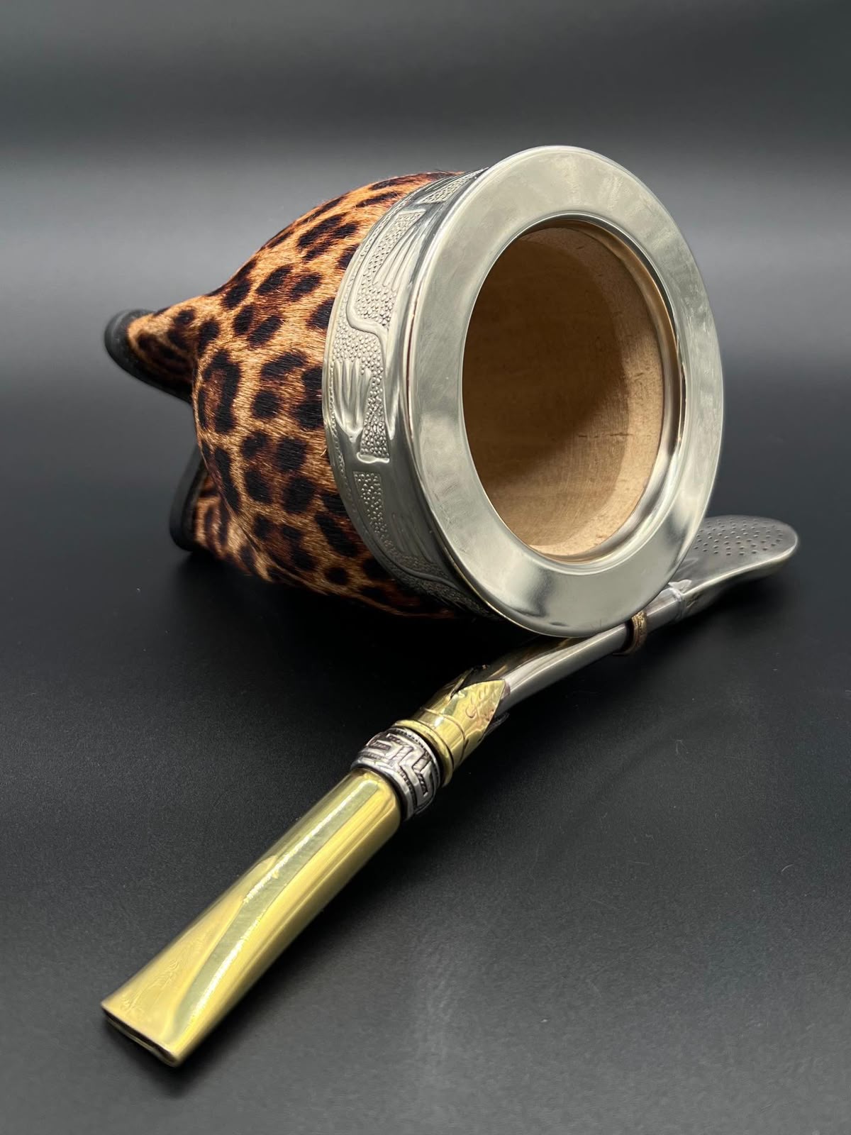 Mate Imperial Cuero Animal Print con pelos Virola Lisa - Imagen 2