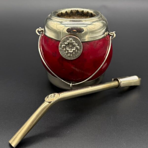 Mate Tradicional Porito Premium Rojo Base de Alpaca