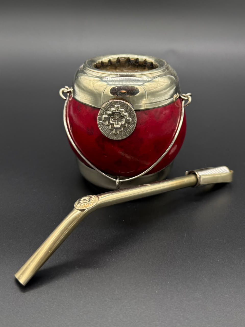 Mate Tradicional Porito Premium Rojo Base de Alpaca